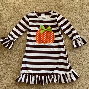 Striped pumpkin Fall dress girls size 2/3